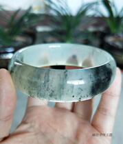  Xiuyu bracelet Natural jade bracelet Ink jade floating flower ice transparent womens bracelet Xiuyan jade bracelet bracelet