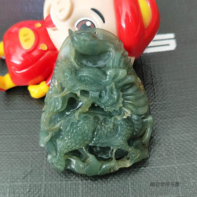 Natural Xiu jade pendant raw Xiao Long pendant with jade jade pendant male jade necklace jade necklace jade necklace