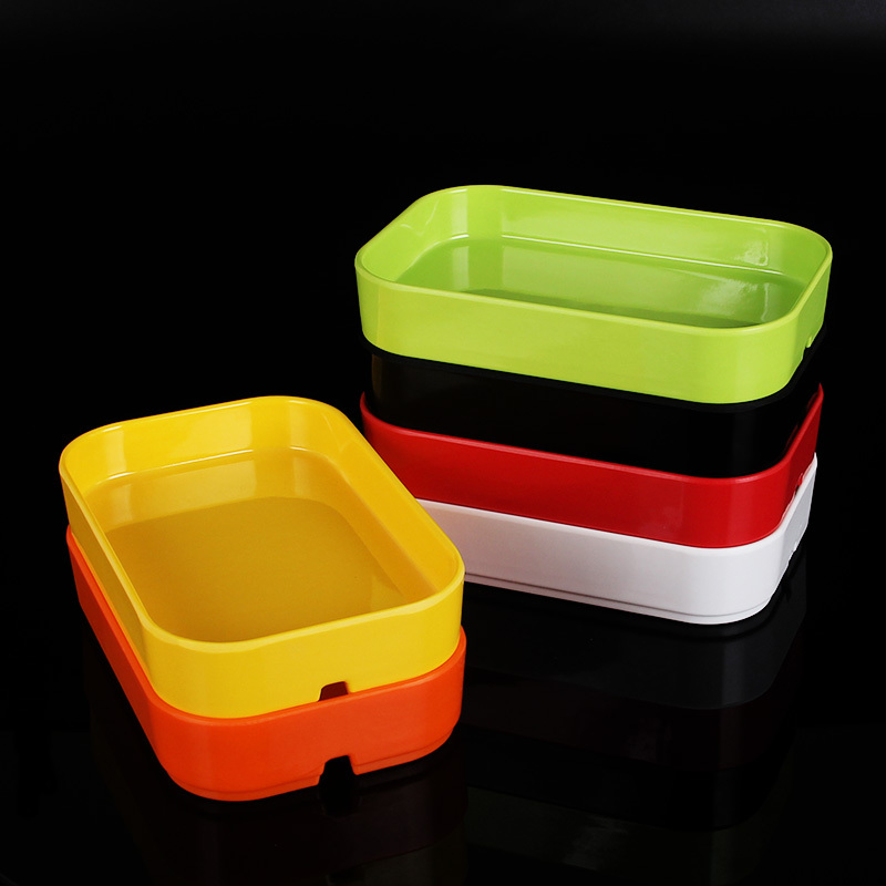 Colorful Imitation Porcelain Plates, Plastic Barbecue Plates, Rectangular Beef Buffet Plates, Street Stall Hot Pot Side Dish Plates, Stackable