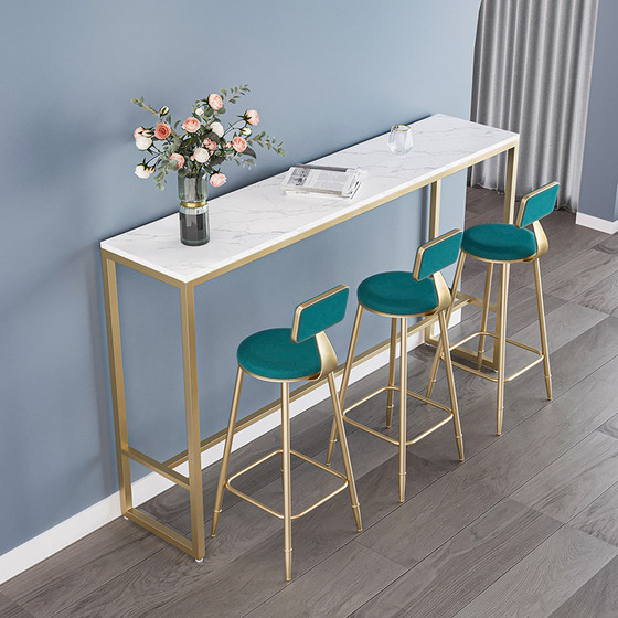 북유럽 간단한 바 테이블 밀크 티 숍 테이블과 의자 조합 바 테이블 벽에 기대어 높은 테이블 긴 테이블