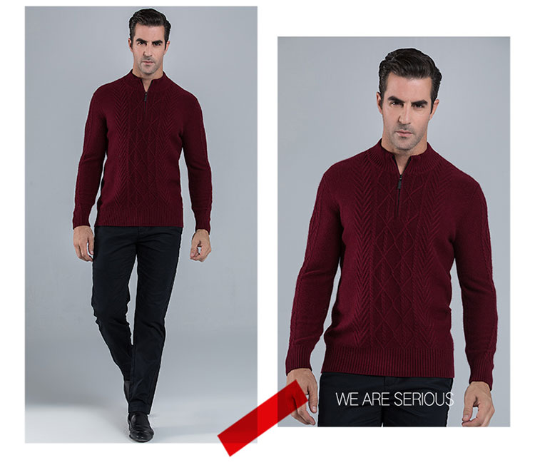 Áo len cashmere nam trung niên Makino Yangge 2018 mới mùa đông dày ấm áp nguyên bản áo len nam cao nửa cổ - Áo len Cashmere áo khoác sơ mi nam