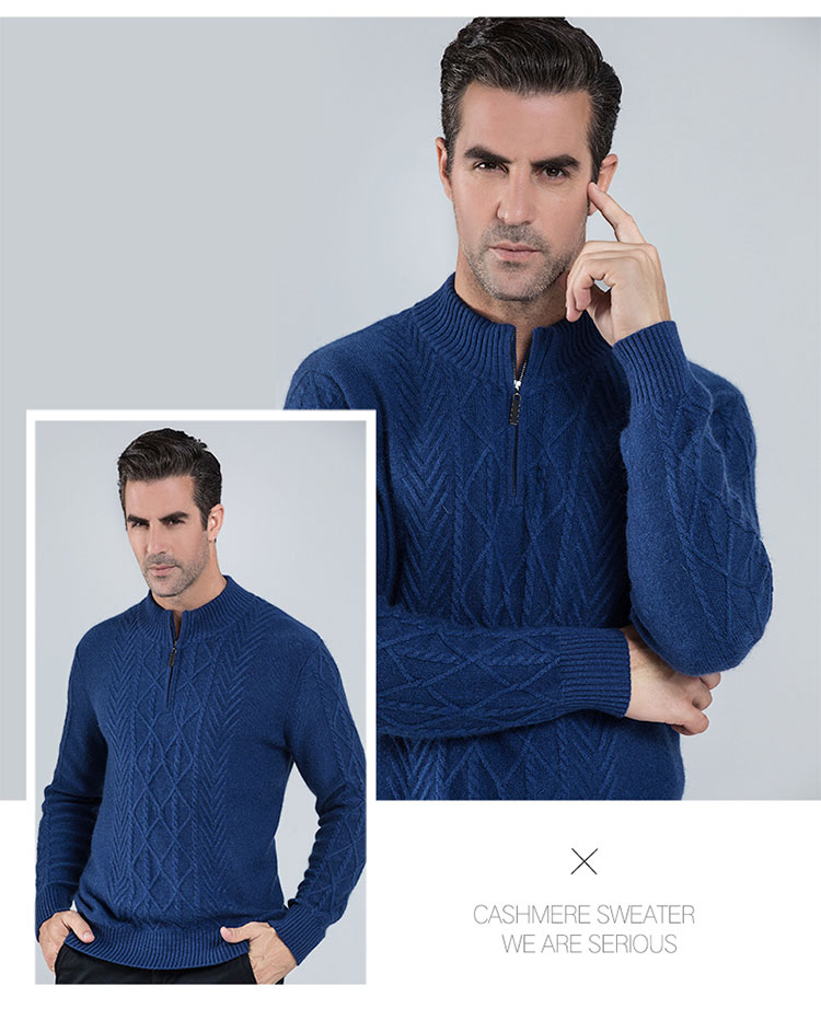 Áo len cashmere nam trung niên Makino Yangge 2018 mới mùa đông dày ấm áp nguyên bản áo len nam cao nửa cổ - Áo len Cashmere áo khoác sơ mi nam