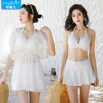 Sexy Korean ins swimsuit women 2020 new three-piece split skirt cover belly thin conservative hot spring