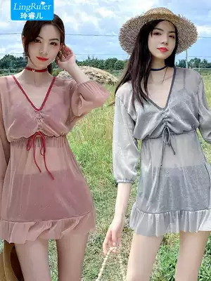 Two-piece les bathing suit women cover their stomachs and show thin three-piece set 2020 new conservative student Korean ins sexy skirt