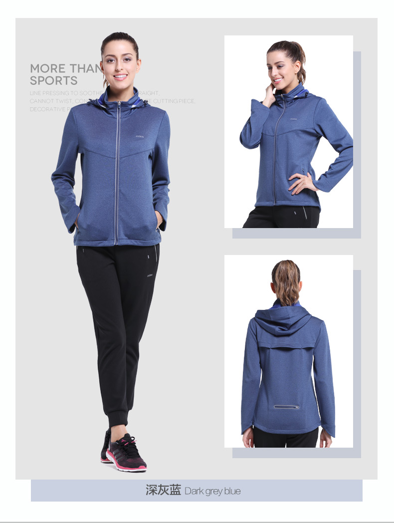 Zoano / Zona Áo khoác thể thao mới cho nữ Áo khoác thể thao dài trùm đầu áo gió thể thao ấm áp Slim áo khoác gió nữ form rộng