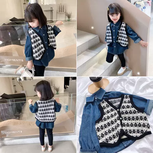 Осенний детский комплект, весенний жилет, рубашка, в западном стиле, популярно в интернете