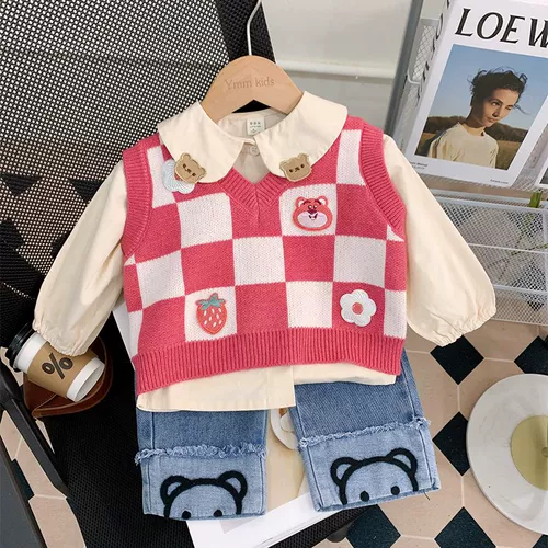 Демисезонный детский весенний комплект для девочек, в западном стиле, детская одежда, 3 предмета