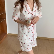 Spring and summer 2021 Sweet Cherry Day is a cotton gauze dress female short sleeves can be worn outside home suit