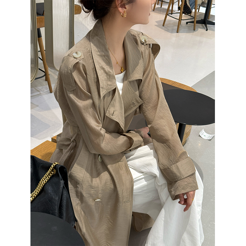 Old Money Style Tencel Linen Sun Protection Trench Coat for Women 2026 Summer Lightweight Casual Sun Protection Shirt Jacket Korean Style Double-Breasted