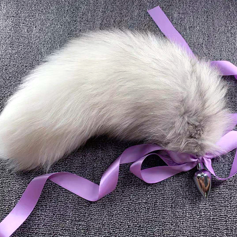 Interest items 40cm True hairy fox rabbit tail anal plug props Wear the vestibule invisible small number