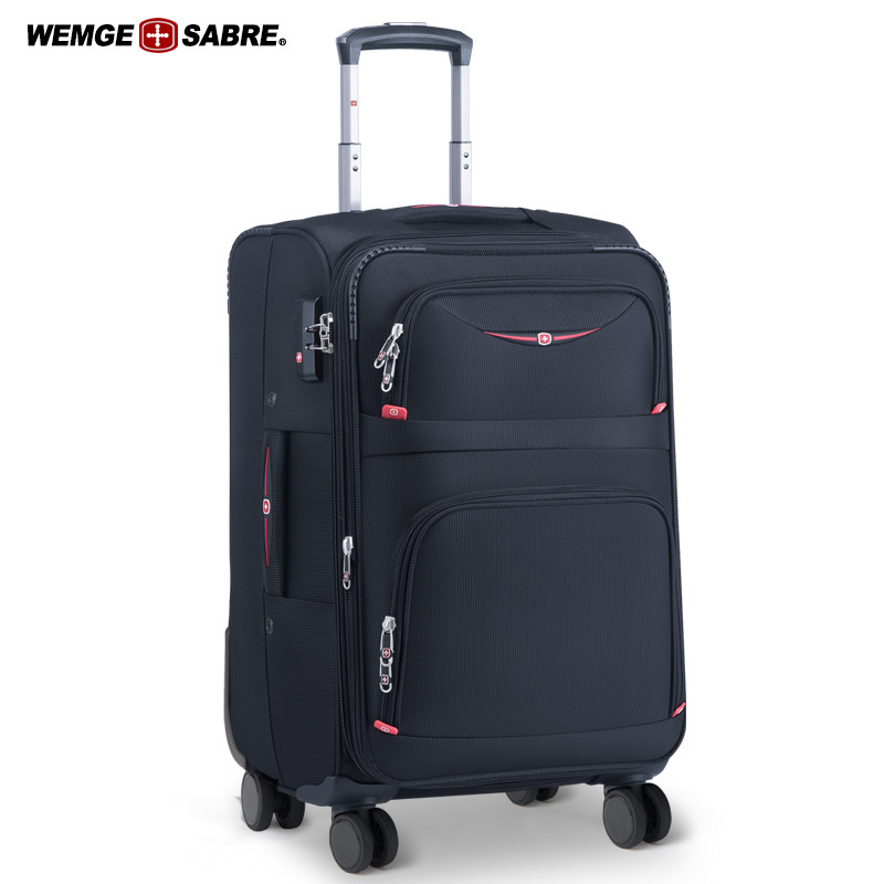 Swiss Army Knife Oxford Rod Box Women Canvas Luggage Men Universal Wheel Travel Case 20 Inch Leather Case