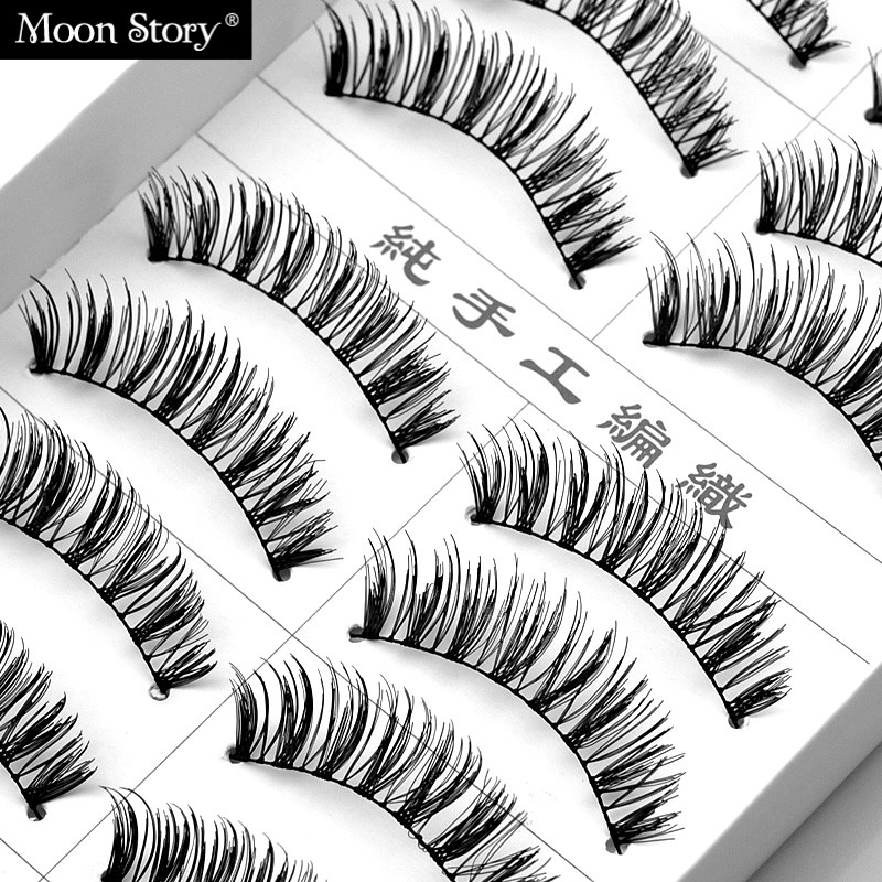 Moonstory/萌黛儿#1060 纯手工假睫毛10付装 棉线梗 交叉浓密