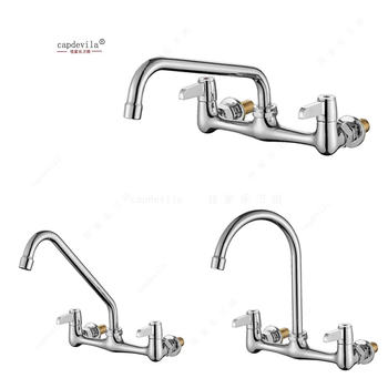 8-inch hole spacing 20cm wall-mounted double-handle hot and cold hotel kitchen faucet all-copper sink faucet