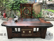 Old boat wood bronze door lion head elbow tea table tea table chair combination shipwreck Wood all solid wood Chinese furniture