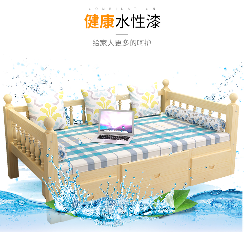 Rắn gỗ giường sofa kép có thể gập lại giường đôi phòng khách căn hộ nhỏ với một bàn, đa chức năng tiết kiệm không gian - Ghế sô pha mẫu ghế sofa gỗ