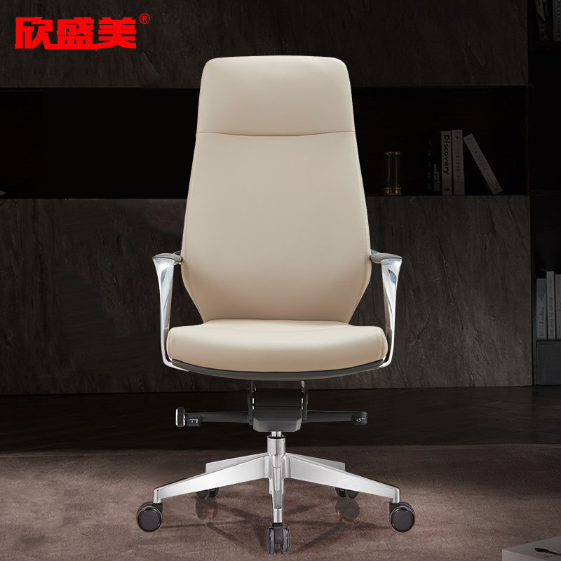 Manager Office Chair Brief boss Chair Bull Leather Competent Computer Chair Large Class Chair Office Genuine Leather Conference Chair Swivel Chair