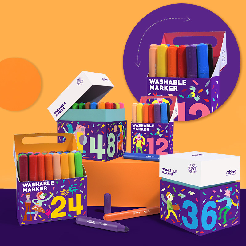 The Miraffe Mideer Children Watercolor Pen Suit Fine Art Painting Washable Kindergarten 12 12 24 36 36