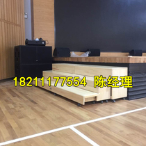 Campus three-story telescopic chorus ladder pull-out mobile performance rehearsal steps solid wood telescopic chorus