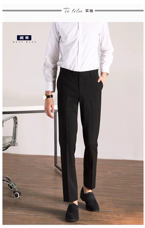Quần nam sọc dày 2019 mỏng mỏng vừa vặn phù hợp với quần âu nam giản dị chuyên nghiệp mặc quần công sở - Suit phù hợp