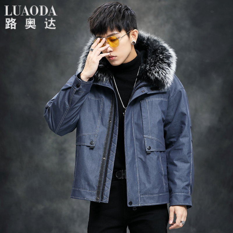 2022 winter new style men's short fur jacket fur liner hooded youth trend coat