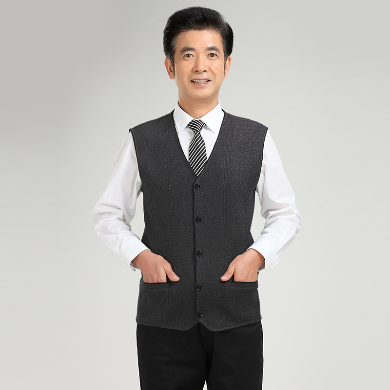 Mới trung niên áo len đan trung niên cha mặc cardigan cao cấp của nam giới áo len vest vest cũ áo khoác