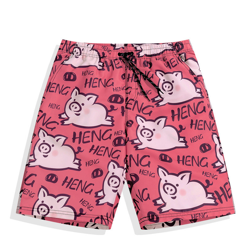 Swimming trunks large size soaking hot spring five points can be launched beach pants men's and women's seaside vacation quick drying couple set shorts