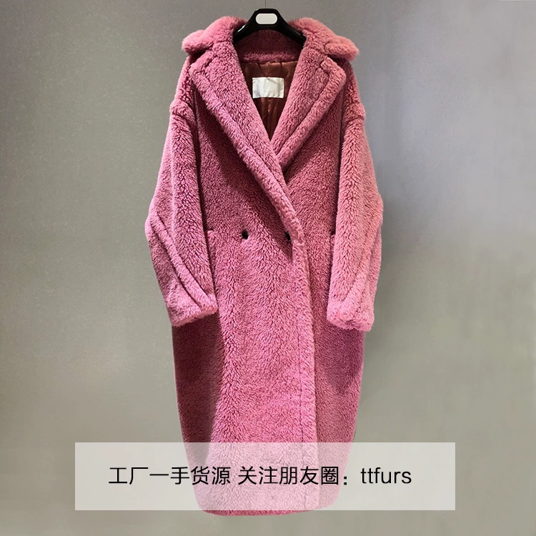 2020 mới gấu bông màu hồng gấu bông áo lông dài alpaca áo lông phụ nữ - Faux Fur