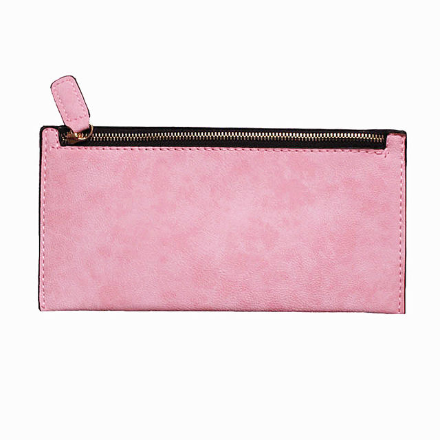 2024 new Korean version ins fashion European and American simple long wallet women's thin zipper soft leather frosted clutch bag