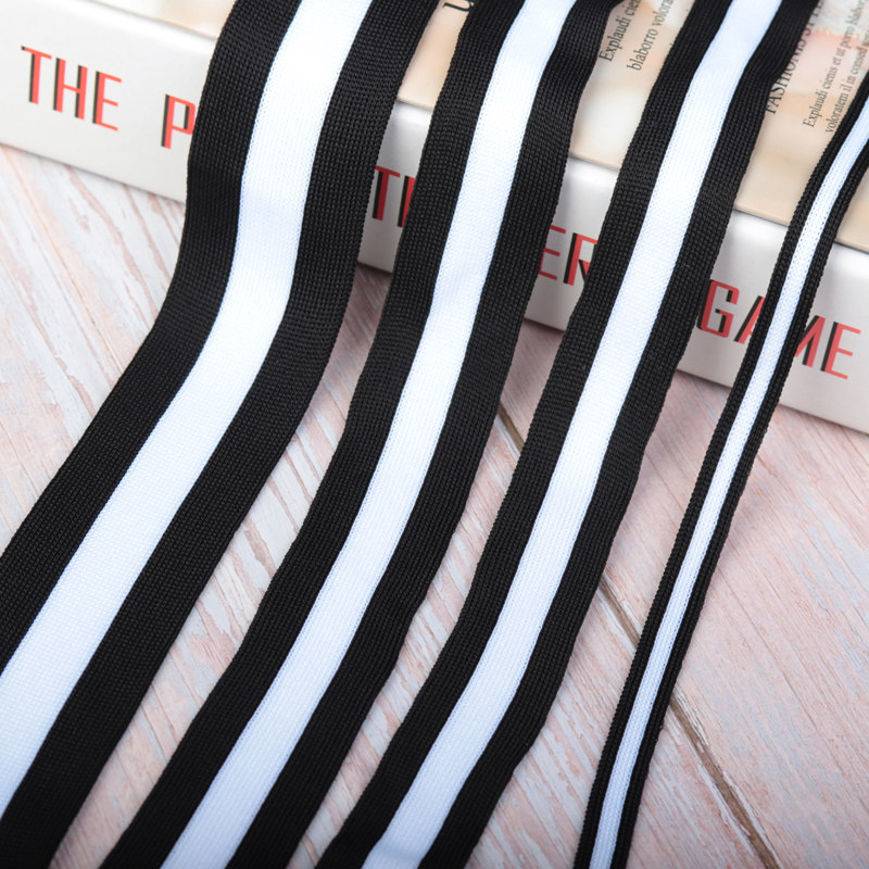 Black and white striped decorated webbing webbing with clothing pants side strips polyester fiber wrapping edge strips of trousers thick cotton T accessories 100 hitch