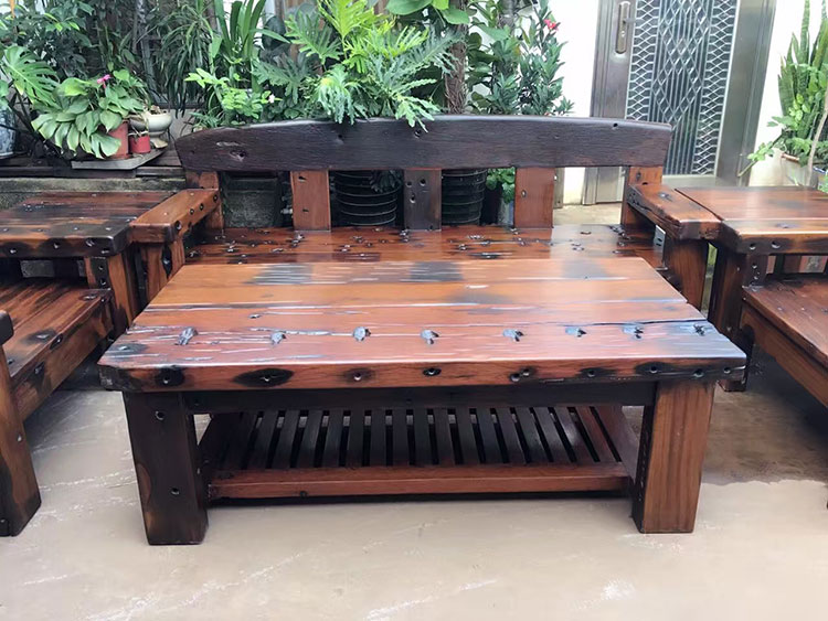 Cũ tàu gỗ nội thất gỗ rắn đơn giản Trung Quốc cổ phòng khách câu lạc bộ sofa kết hợp văn phòng sofa ba chỗ - Ghế sô pha sofa