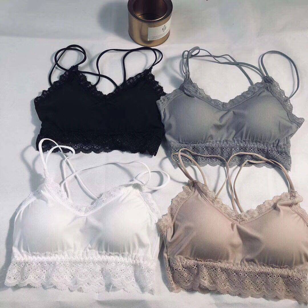 1910 Summer new wrap Chest Thin Cross With Beauty Back Ice Silk Smear Lace Lace Sexy Underwear With Chest Cushion