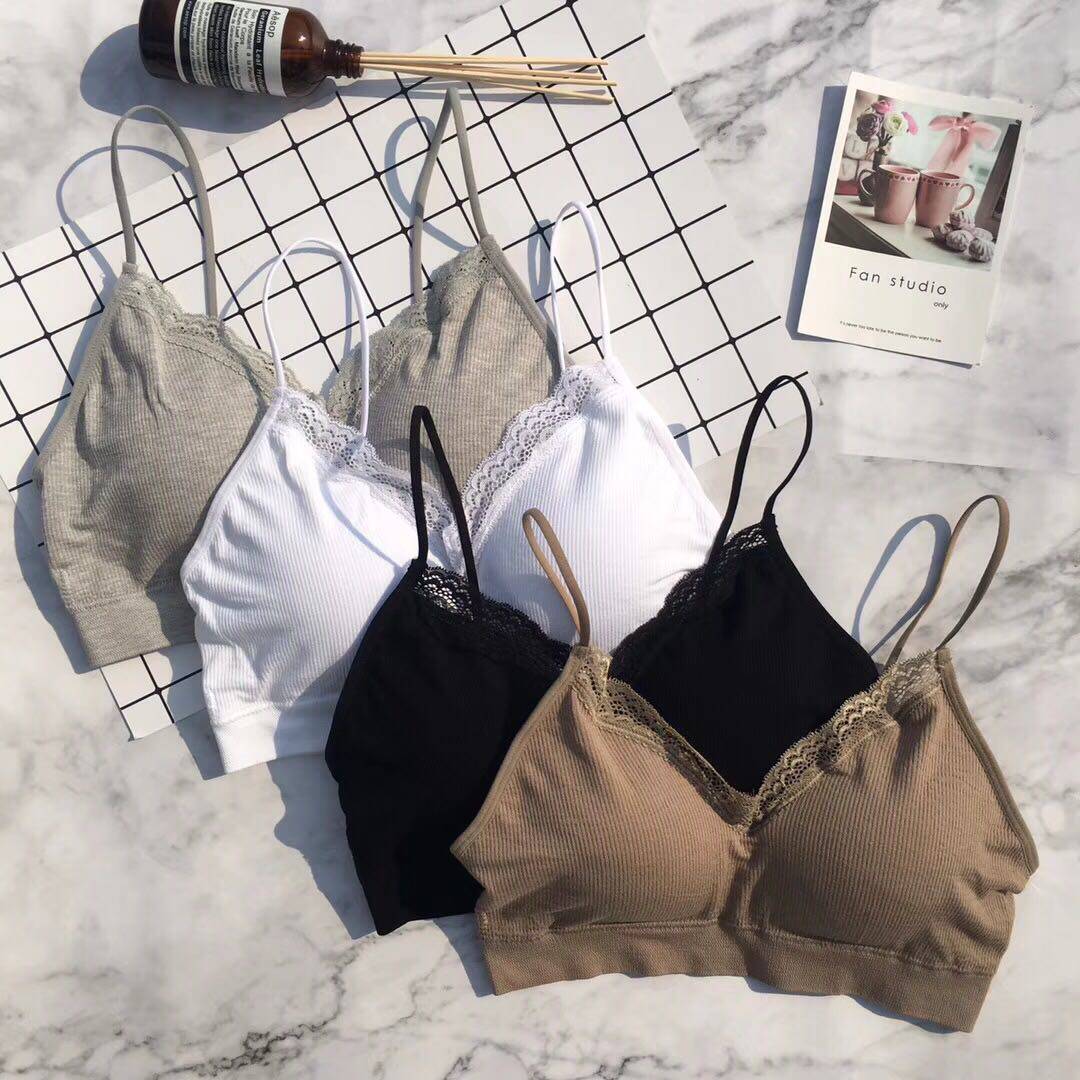 Fine with beauty back lingerie thread cotton lace wrapping brooch bra without steel ring for young girl to get a bottom smear vest