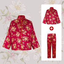 Female shouwear Chinese style disc button Tang suit Han clothes silk satin fu suo group Extra large suit Hong Kong Macao and Taiwan Zhangquan Funeral for funeral use