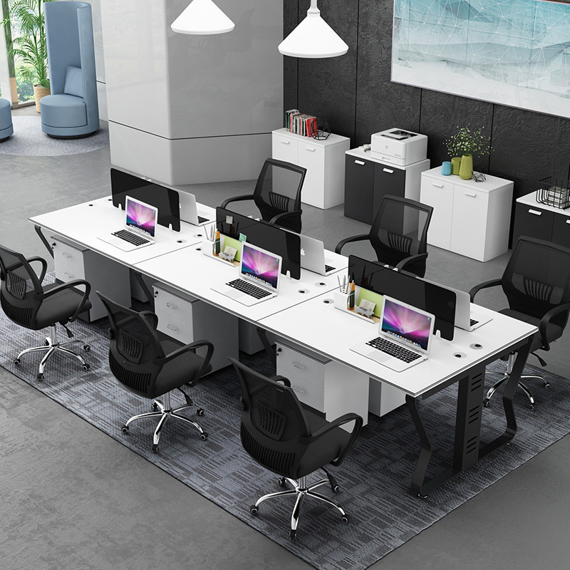 Yunnan minimalist modern 4 people's desk staff table staff table and chairs combination