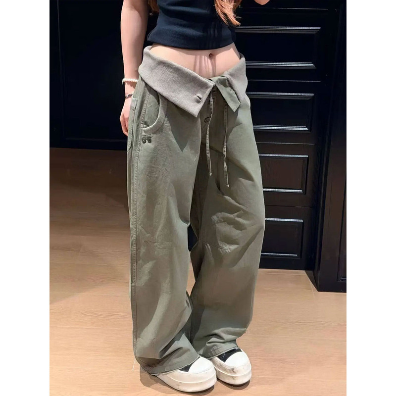 Pd's Greatest Work, Subculture American Style Cuffed Distressed Casual Loose Straight-Leg Foldable Cargo Pants 0089 Pd's Greatest Work, Subculture American Style Cuffed Distressed Casual Loose Straight-Leg Foldable Cargo Pants 0089