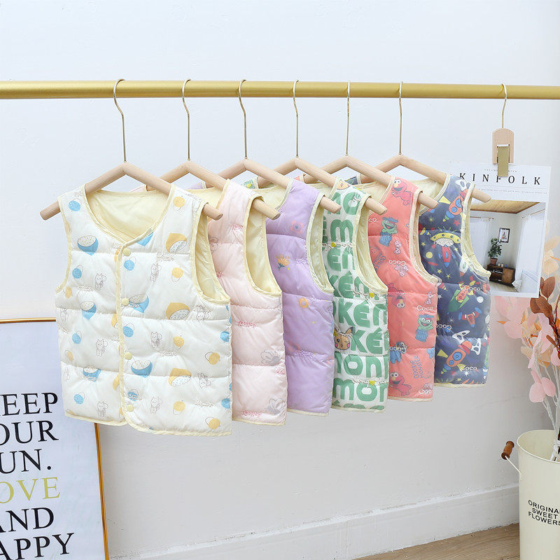 Girl Down Waistcoat 2021 Autumn Winter Dress New Middle Children Foreign Pie Warm 90 White Duck Suede Net Yarn Children Vest