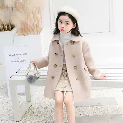 Girls double-sided cashmere coat 2021 new winter clothes children's woolen coat woolen coat high-end children's clothing girls