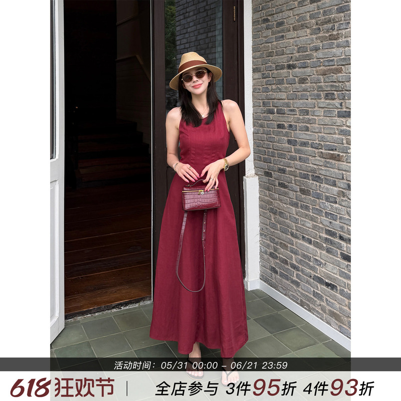Junjun【Birkenstock Dress】Tencel Linen Sleeveless Dress for Women, Summer Waist-Cinching Slimming Tank Dress Junjun【Birkenstock Dress】Tencel Linen Sleeveless Dress for Women, Summer Waist-Cinching Slimming Tank Dress