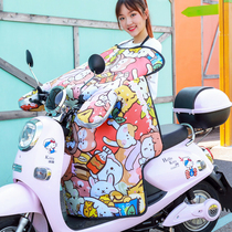 Graffiti electric car windshield Autumn and winter battery car bicycle bicycle windbreaker plus velvet thick fashion cute female