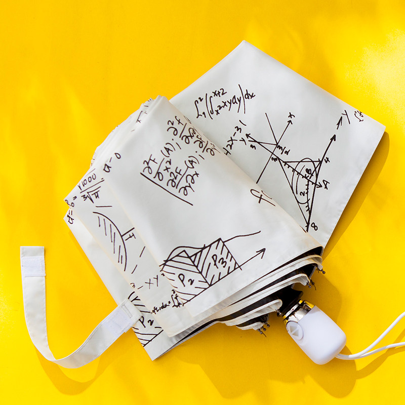 Function formula math black glue sunscreen anti-UV sunshade female folding dual-use sunny umbrella sunshade student