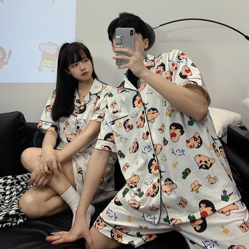 Crayon Shin-Chan Summer Couple's Plus-Size Pajamas for Women, Short-Sleeved Shorts Loungewear