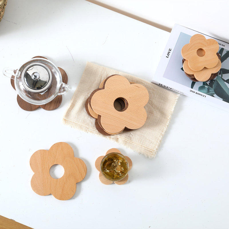 Pot mat creative home table heat insulation pad anti-scalding simple natural solid wood flower bowl mat coaster Japanese restaurant