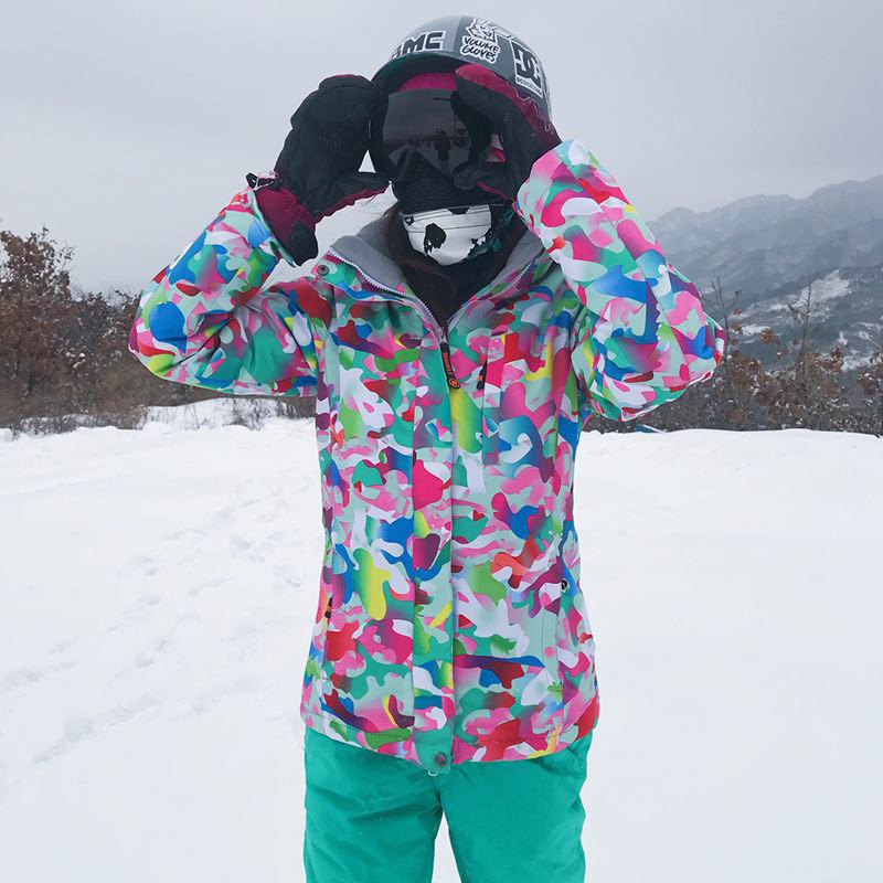 Ski wear women's set warm and thick single board Korea waterproof breathable winter outdoor ski suit