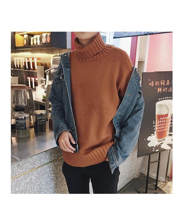 仔 艺 Áo len cao cổ dày cho nam mùa đông phiên bản Hàn Quốc của cặp đôi áo len gió bf Harajuku áo len cổ cao