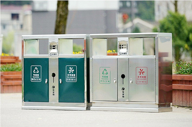 Wuhan outdoor stainless steel recyclable garbage can outdoor sorting storage bucket baking paint bucket municipal sanitation garbage bin