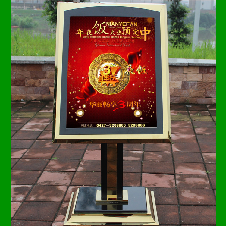 Stainless steel metal indicator water plate high-end shopping mall display rack welcome guest plate slope promotional card