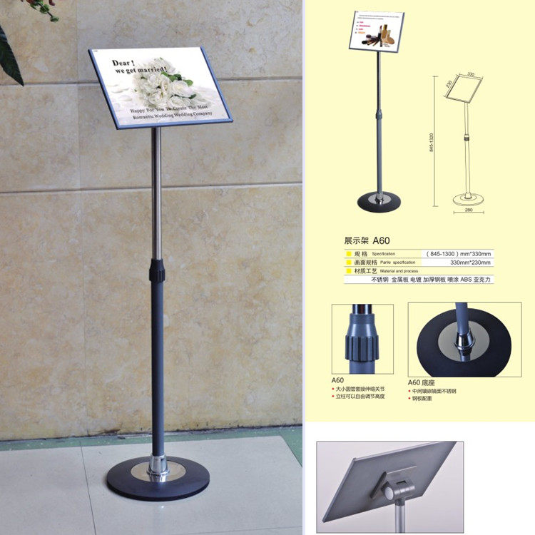Liftable A4 Signs Hotel Single-sided Stainless Steel Guide Cards Show Greet Card Pointing Cards Parameter Cards
