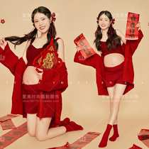 Rabbit Studio New Pregnancy Photo Clothing Red New Year Suit Theme Art Photo Clothes Christmas Photo Photography
