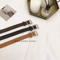 Korean version of the new 100 hitch strap chic unbore retro style Rectangular Silver Matt Button-headed Womens Jeans Belt