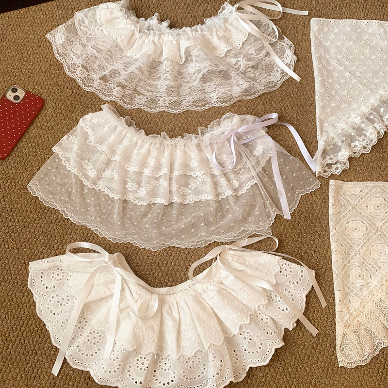 Ballet-Style Mesh White Lace Skirt for Girls, Layered with a High-End Fashion Waist Accessory, Tiered Skirt, Half Skirt, Short Skirt